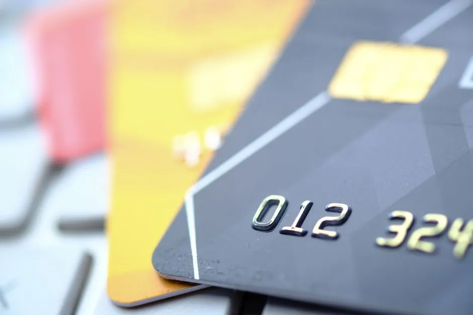 Close-up of a debit card, illustrating electronic bank payments